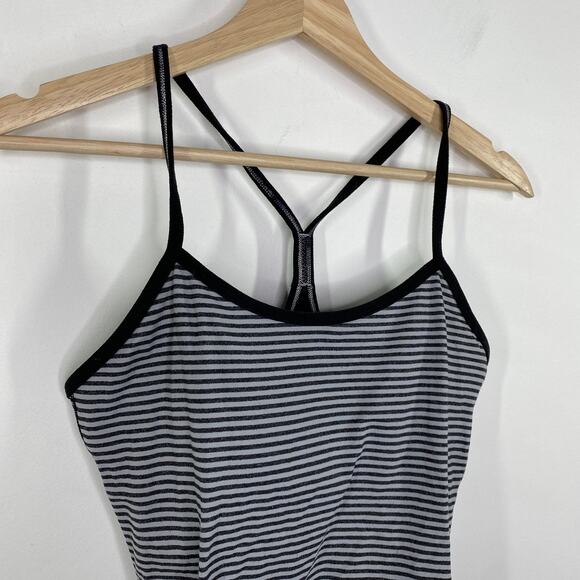 Lululemon Power Y Black Grey Striped Activewear Tank Top Women's Size 8 - Picture 3 of 8